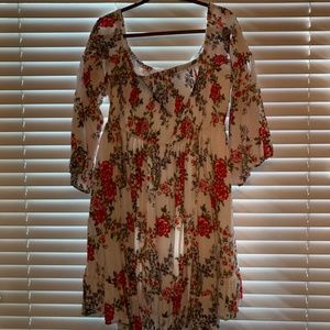 torrid Dresses - Ivory Floral Smocked Challis Dress torrid Dresses - Ivory Floral Smocked Challis Dress